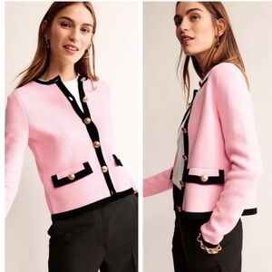 Boden Holly knitted sweater jacket pink size 16-18 new with tags. K0708